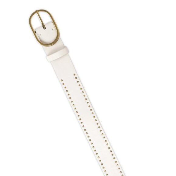 Time And Tru Accessories - Time and Tru Women's Micro Studs Belt, Size Large, Grainy Faux Leather, Ivory